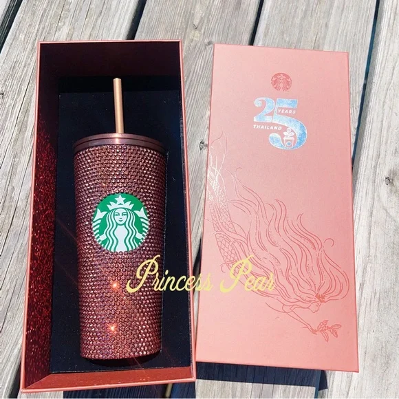 Starbucks | Dining | Starbucks 223 Copper Rhinestone Bling Cold Cup 25th  Thailand Anniversary | Poshmark